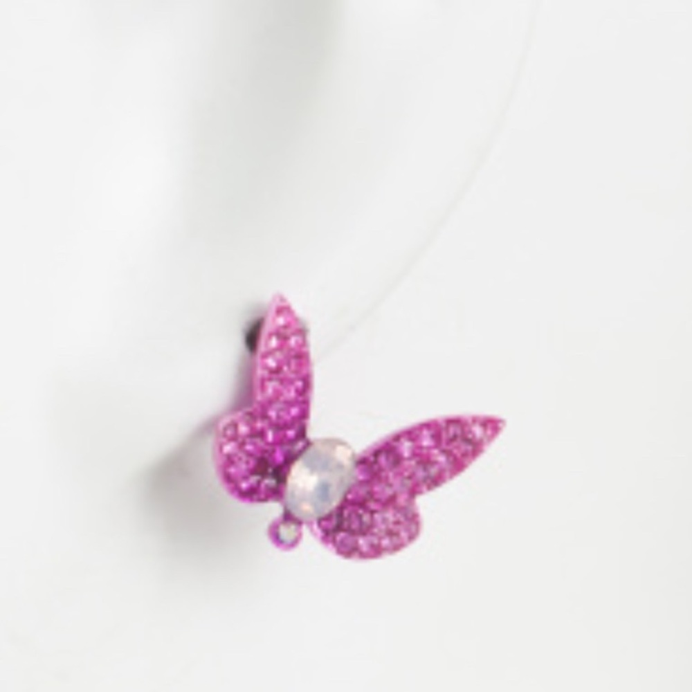 BETSEY JOHNSON Fuchsia Garden Glam Crystal Dragonfly Stud Earrings NWTS - Picture 3 of 8
